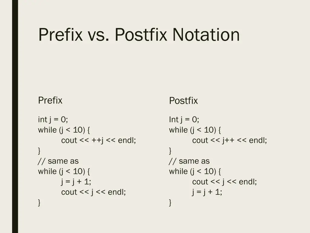 prefix vs postfix notation