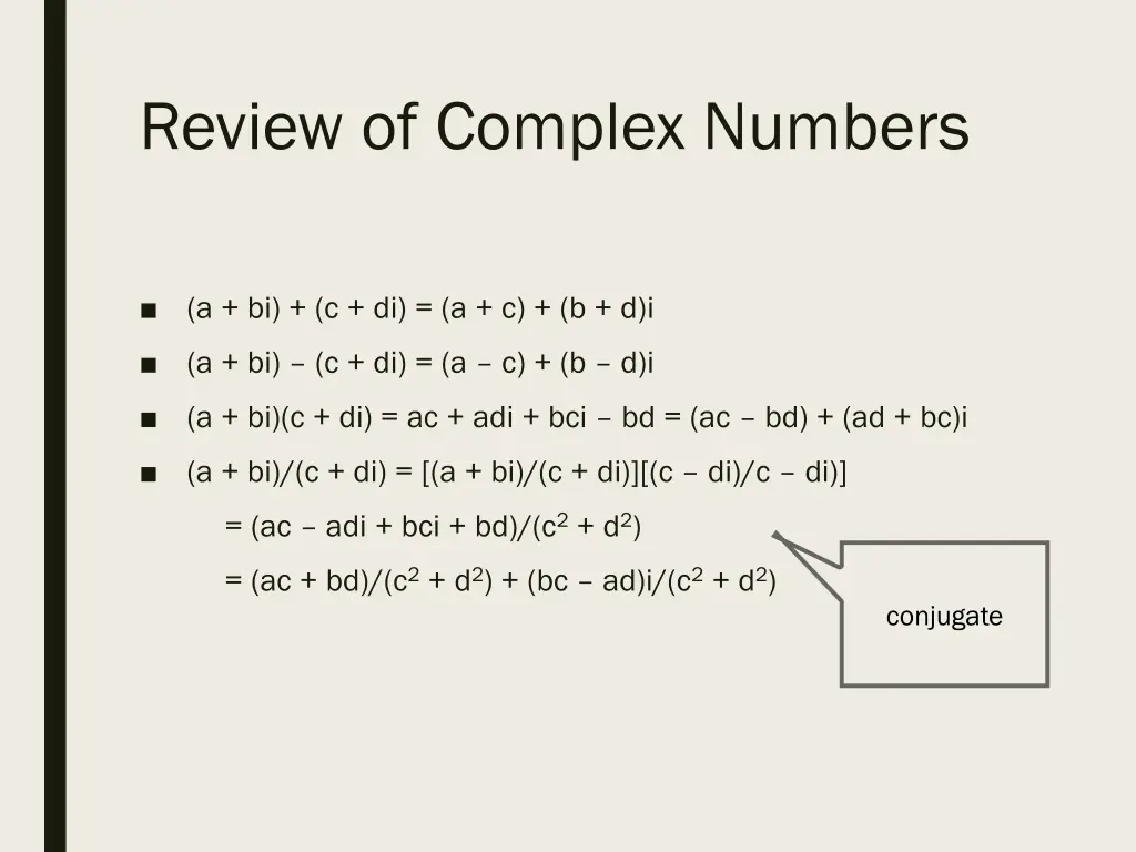 review of complex numbers