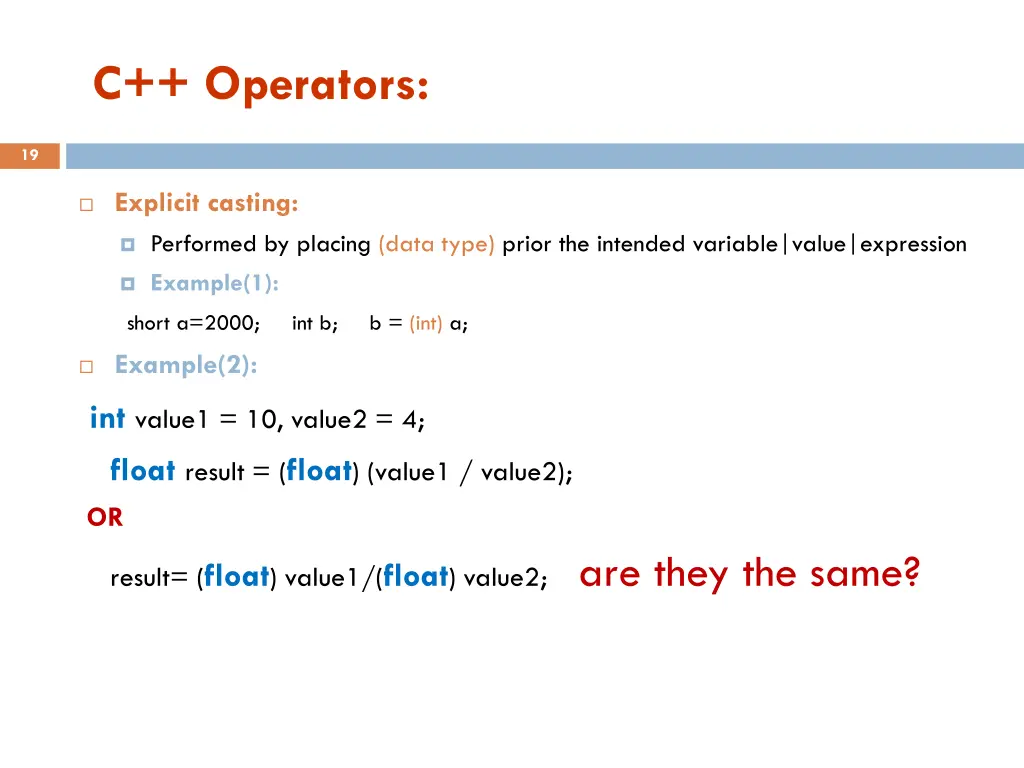 c operators 1