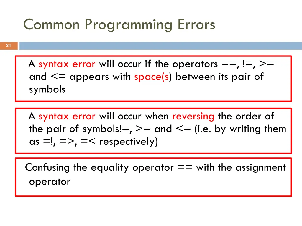 common programming errors