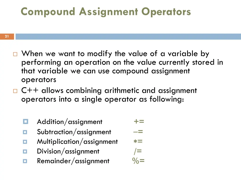 compound assignment operators