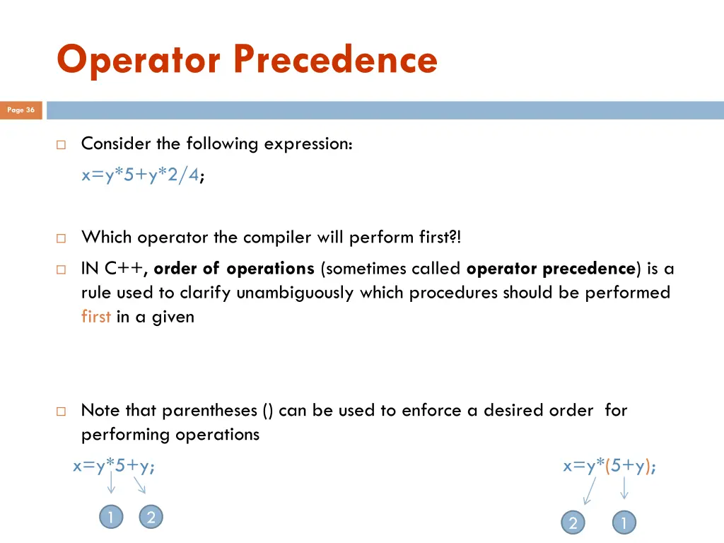 operator precedence