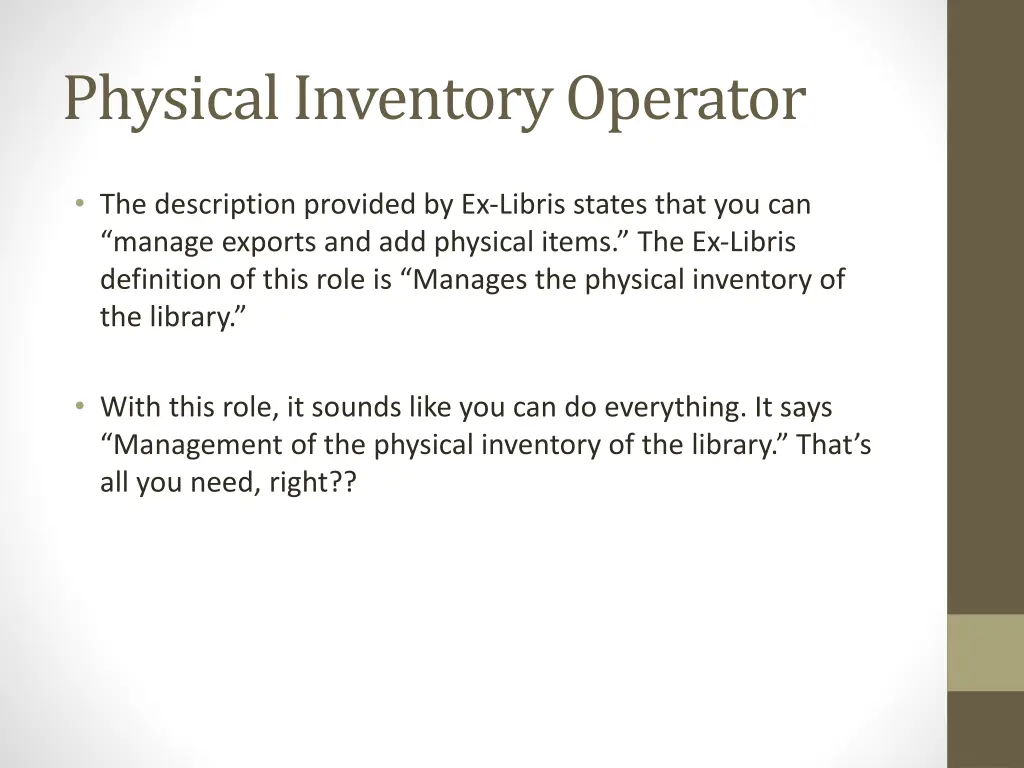physical inventory operator