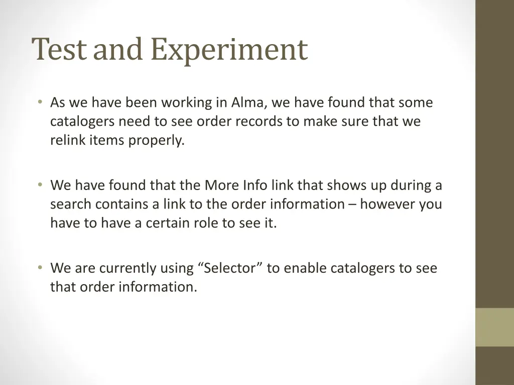 test and experiment