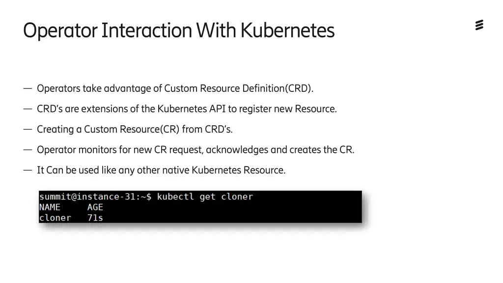 operator interaction with kubernetes