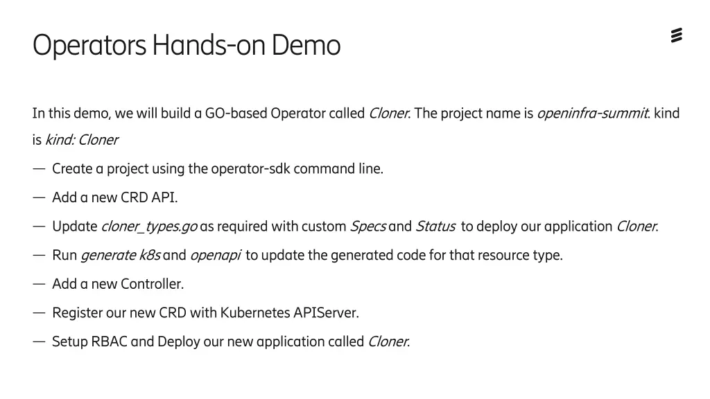 operators hands on demo