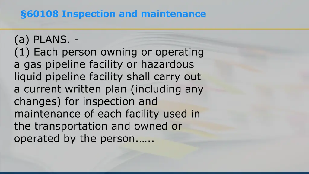 60108 inspection and maintenance
