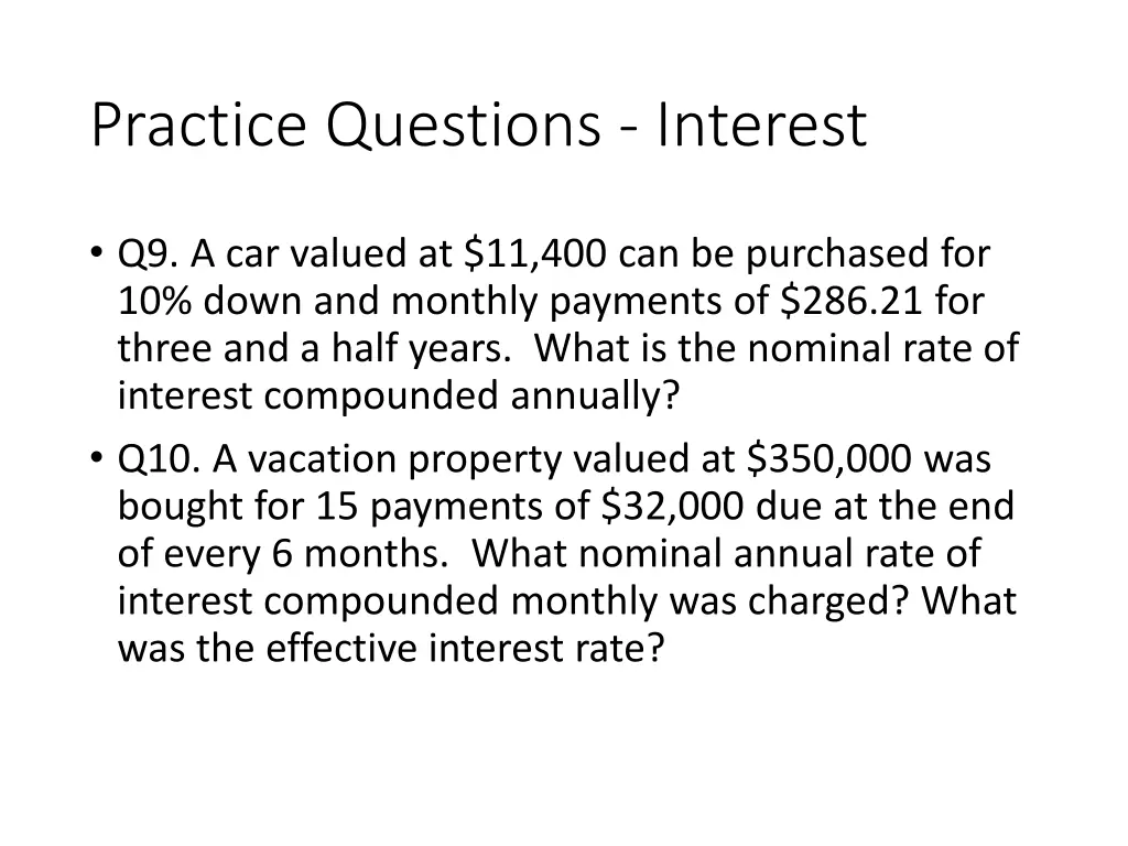 practice questions interest