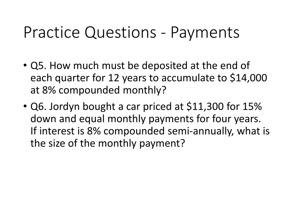practice questions payments