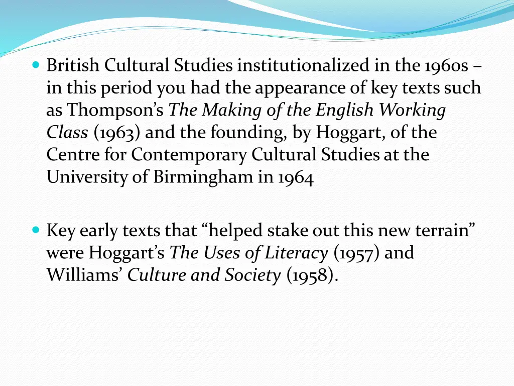 british cultural studies institutionalized