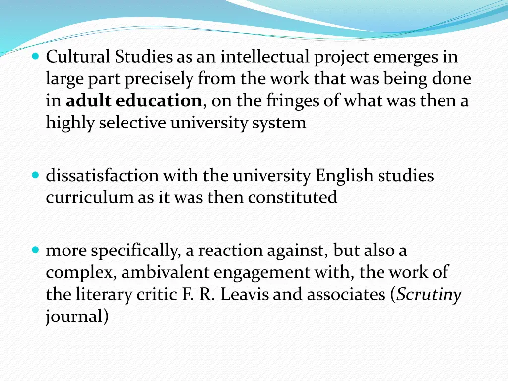 cultural studies as an intellectual project
