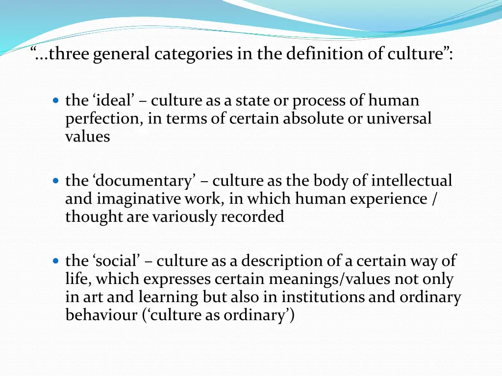 three general categories in the definition