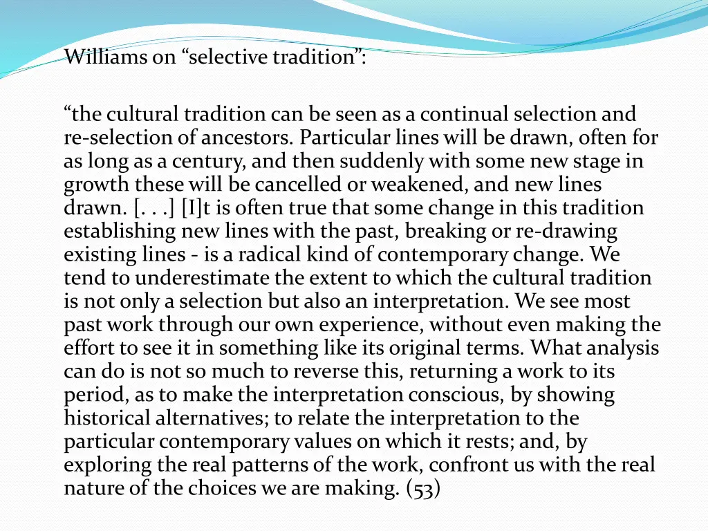 williams on selective tradition
