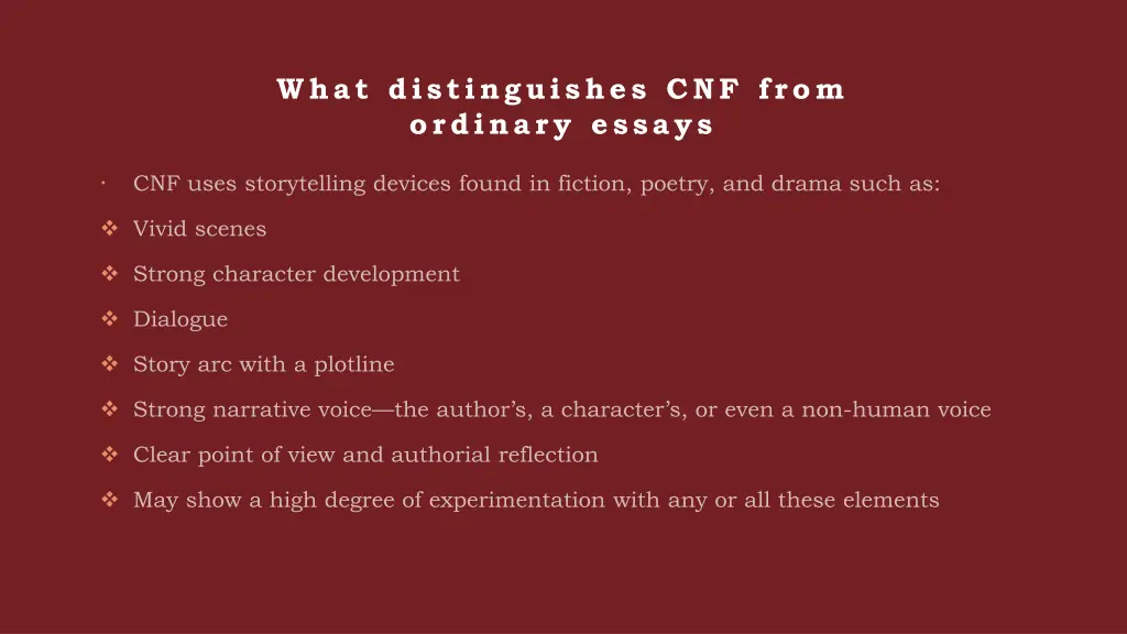 what distinguishes cnf from ordinary essays