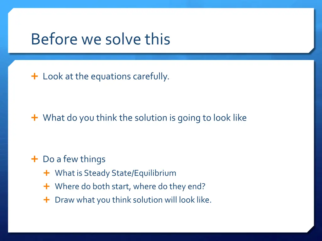 before we solve this