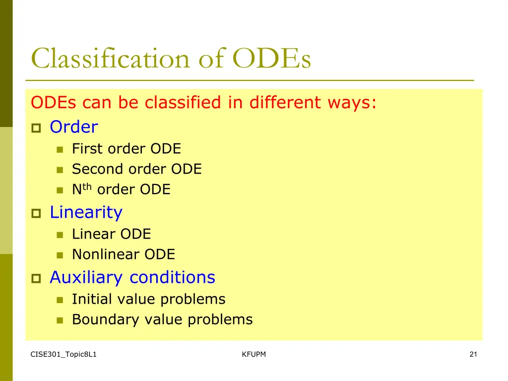 classification of odes