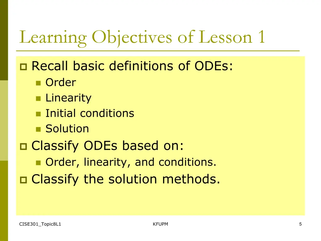 learning objectives of lesson 1