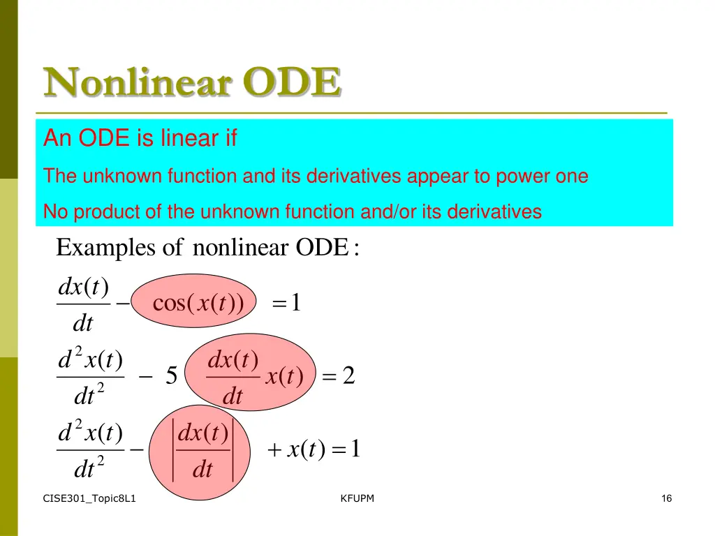 nonlinear ode