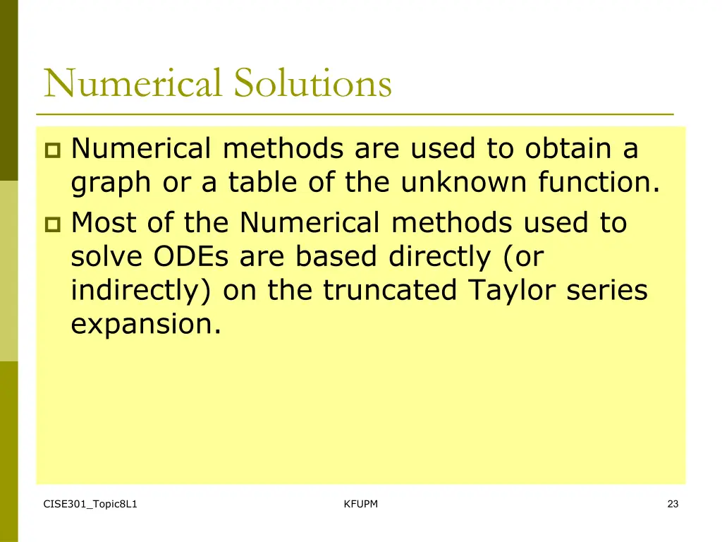 numerical solutions