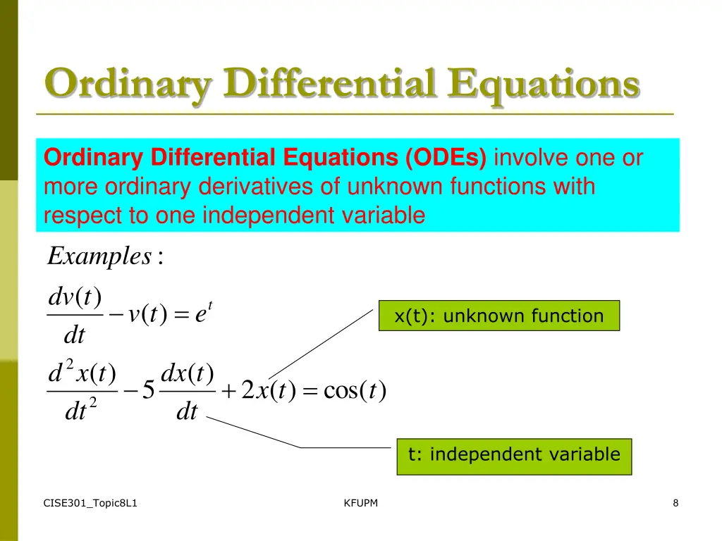 ordinary differential equations