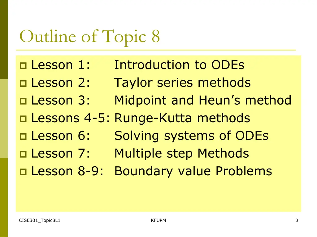 outline of topic 8