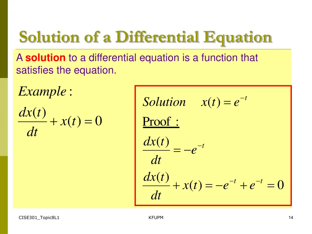 solution of a differential equation
