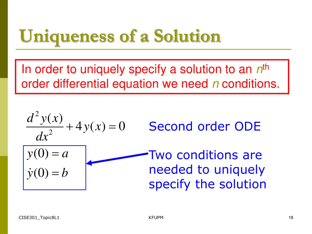 uniqueness of a solution