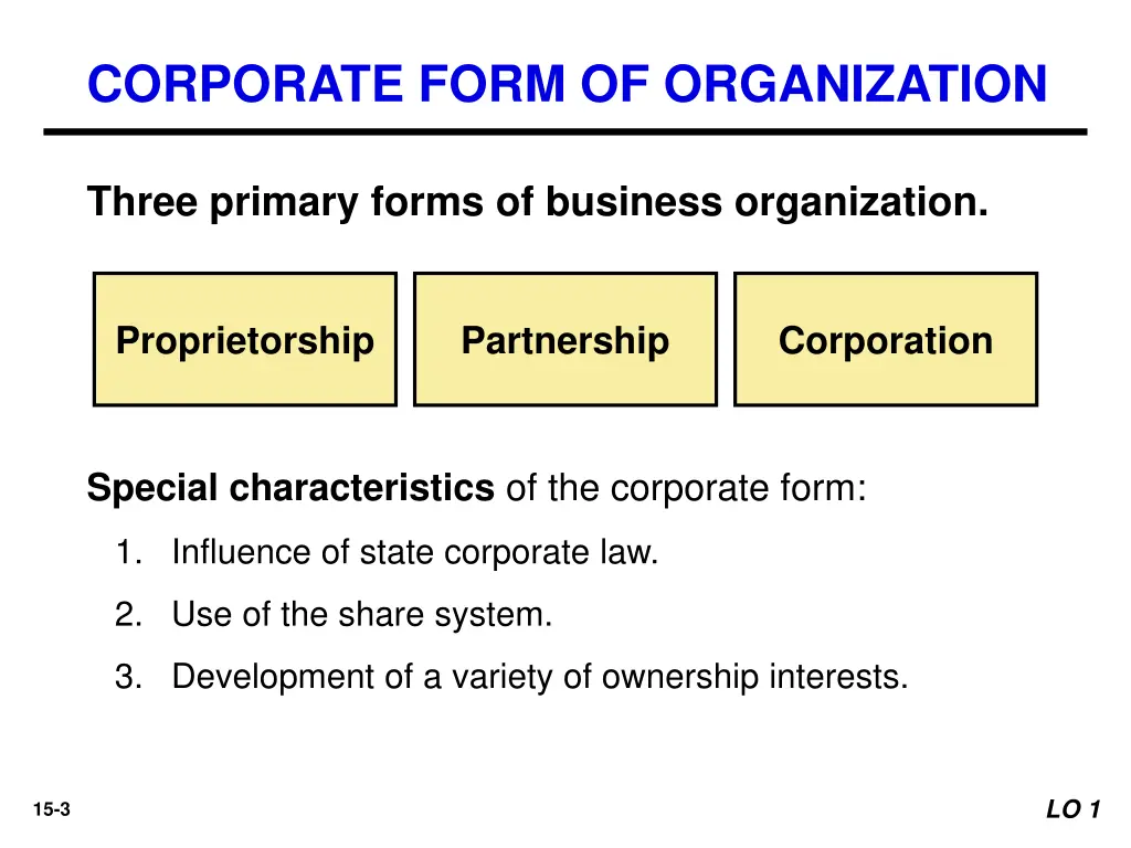 corporate form of organization