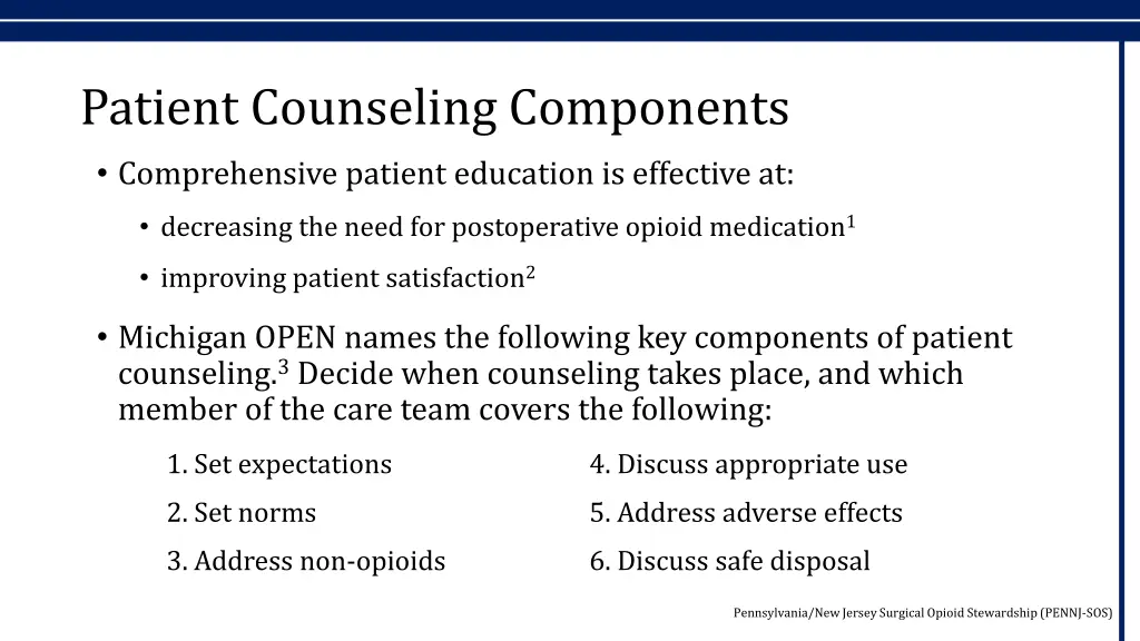 patient counseling components comprehensive