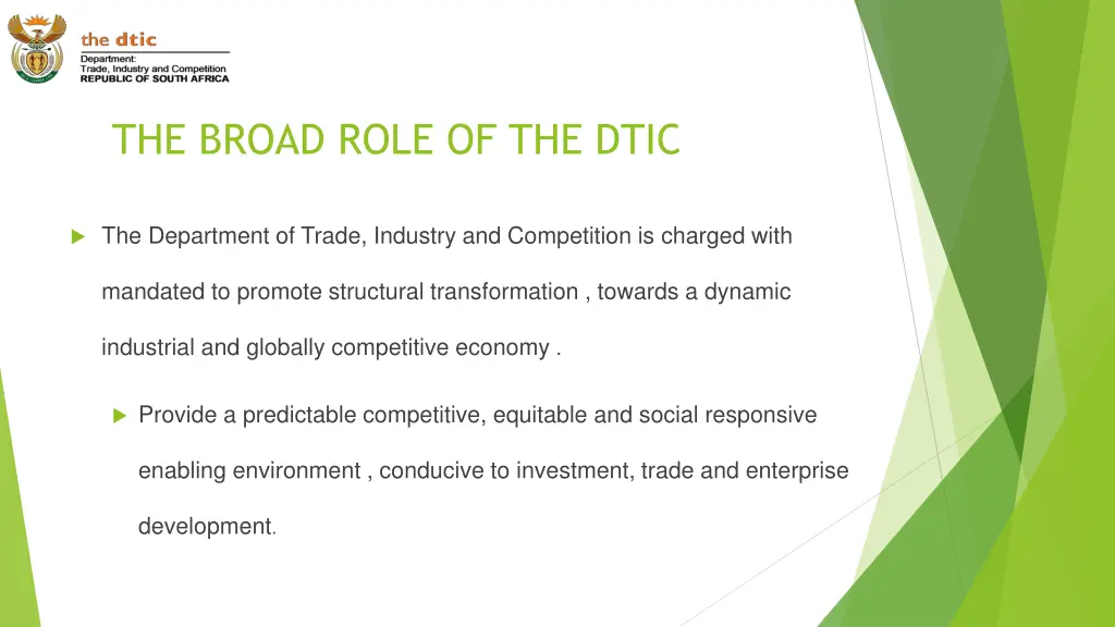 the broad role of the dtic