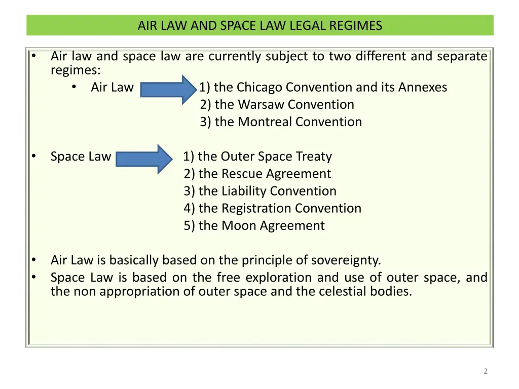 air law and space law legal regimes