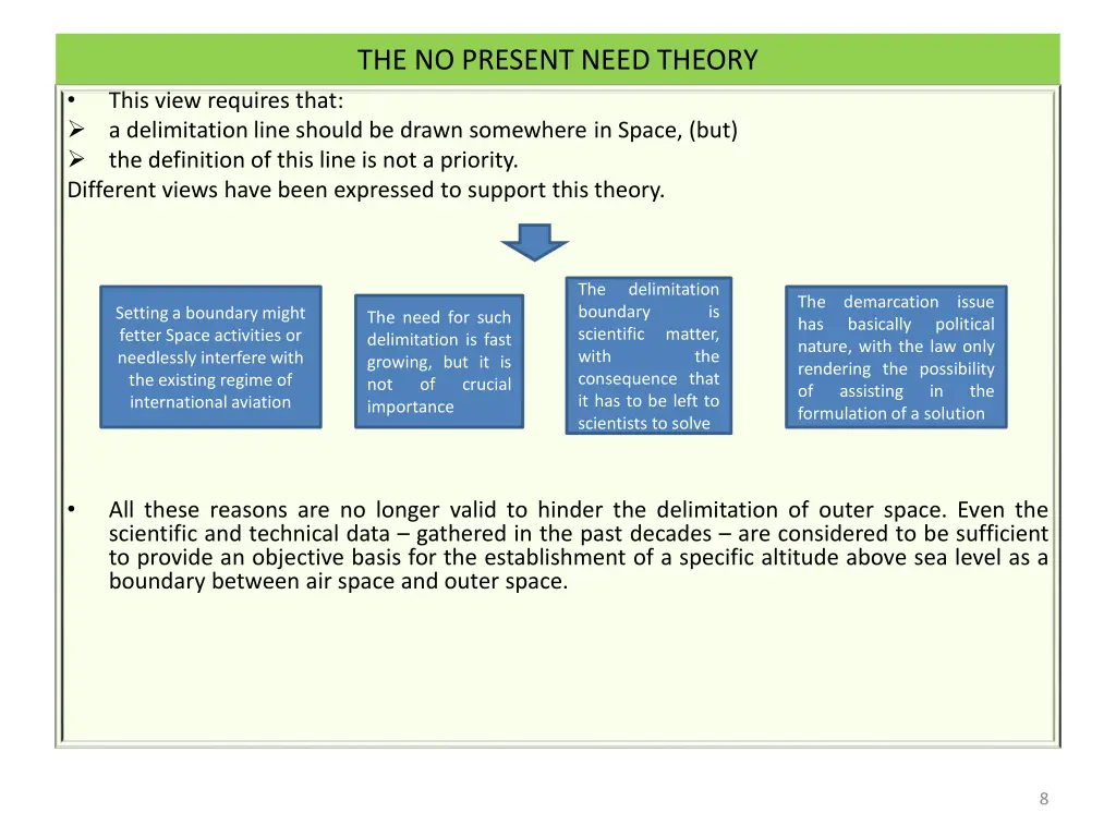 the no present need theory