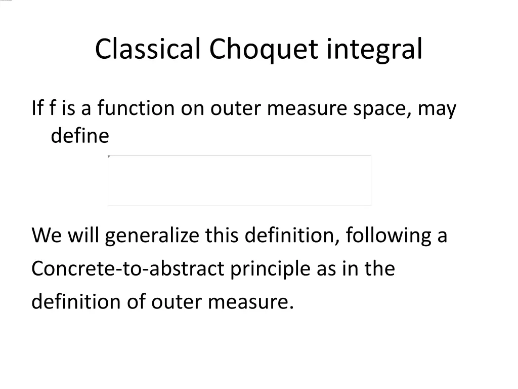 classical choquet integral