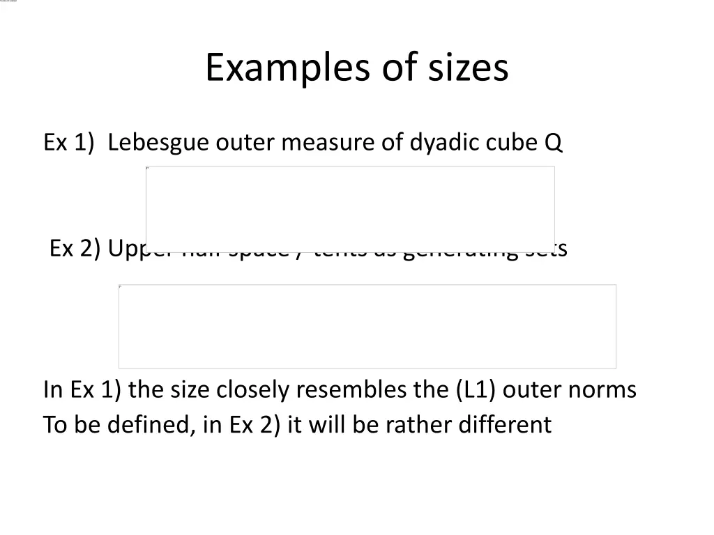examples of sizes