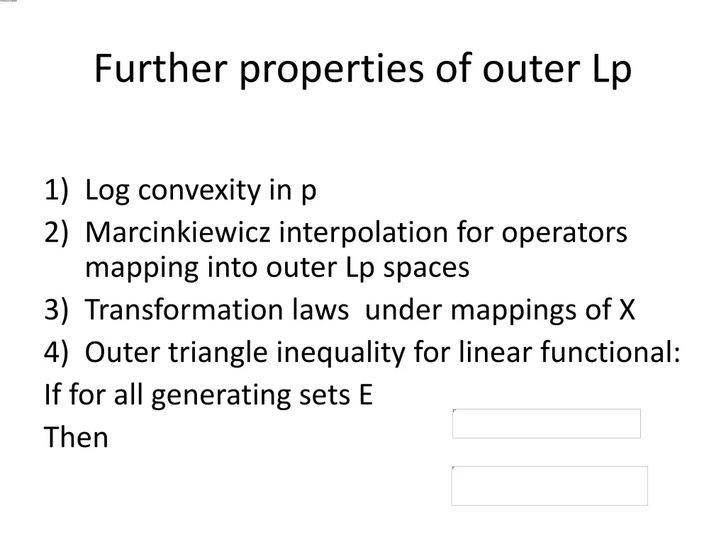 further properties of outer lp