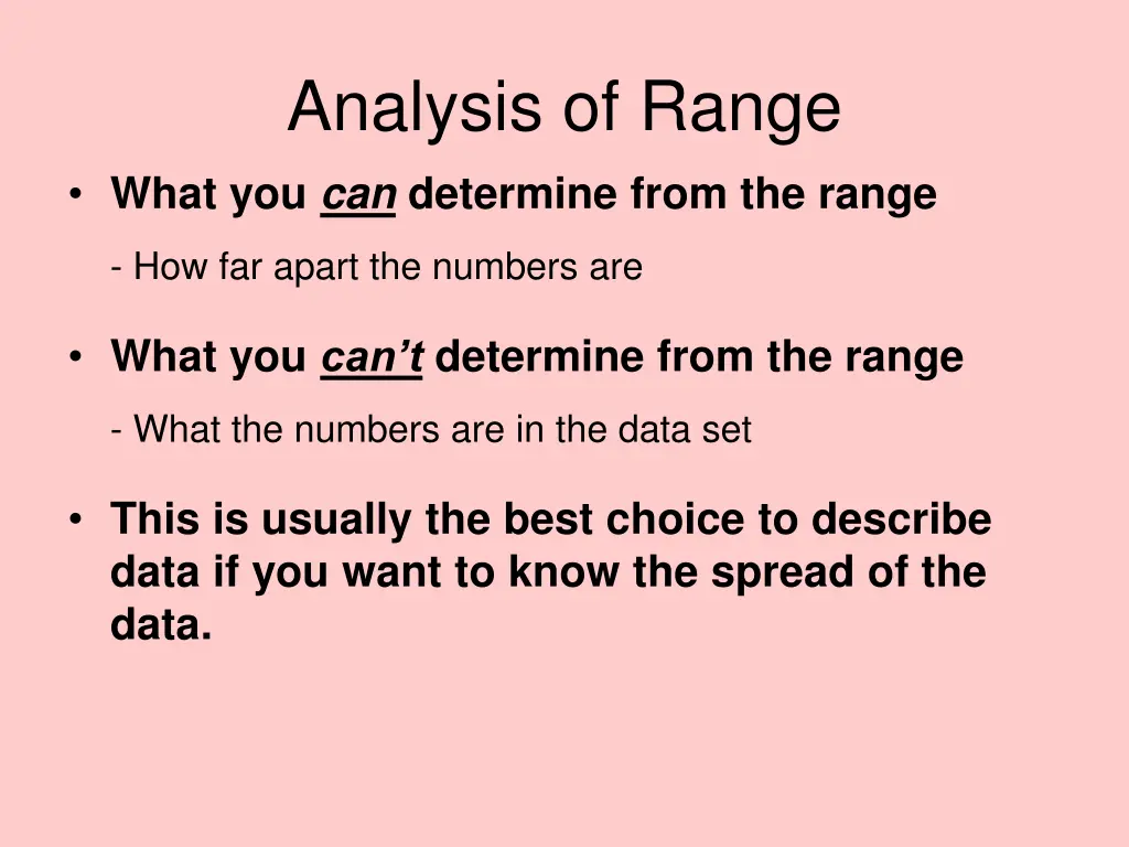 analysis of range what you can determine from