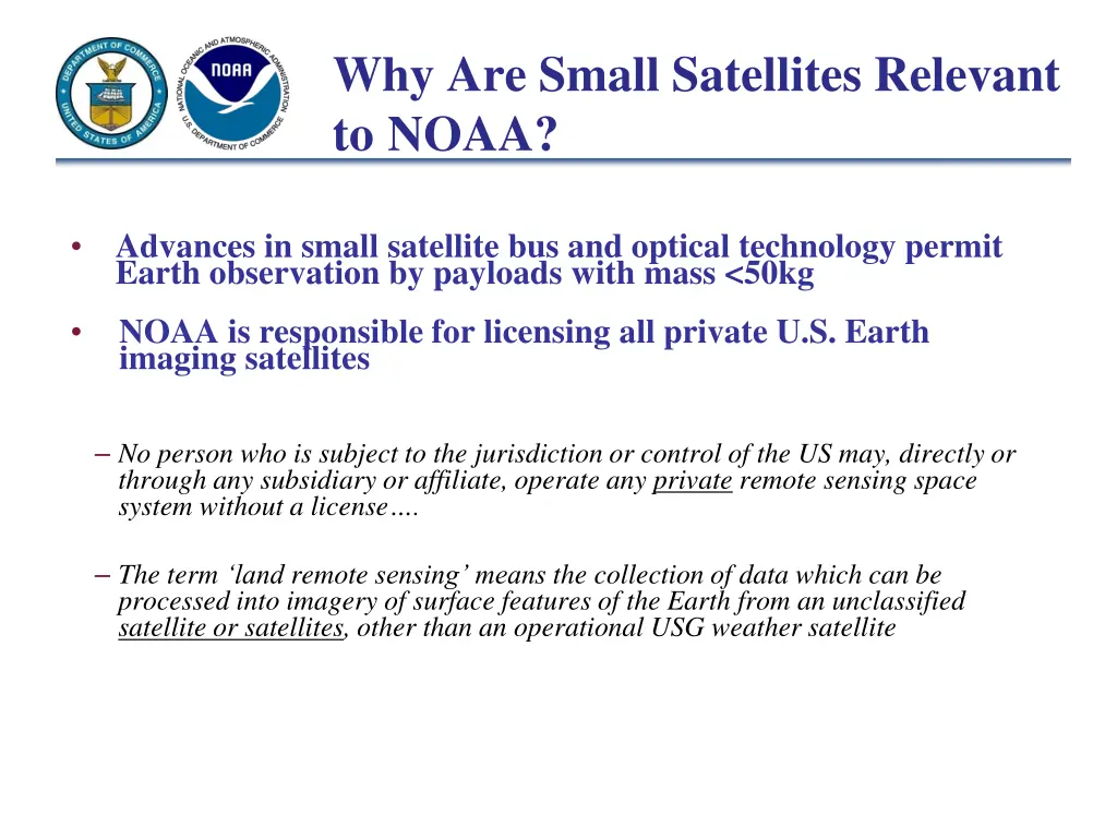 why are small satellites relevant to noaa