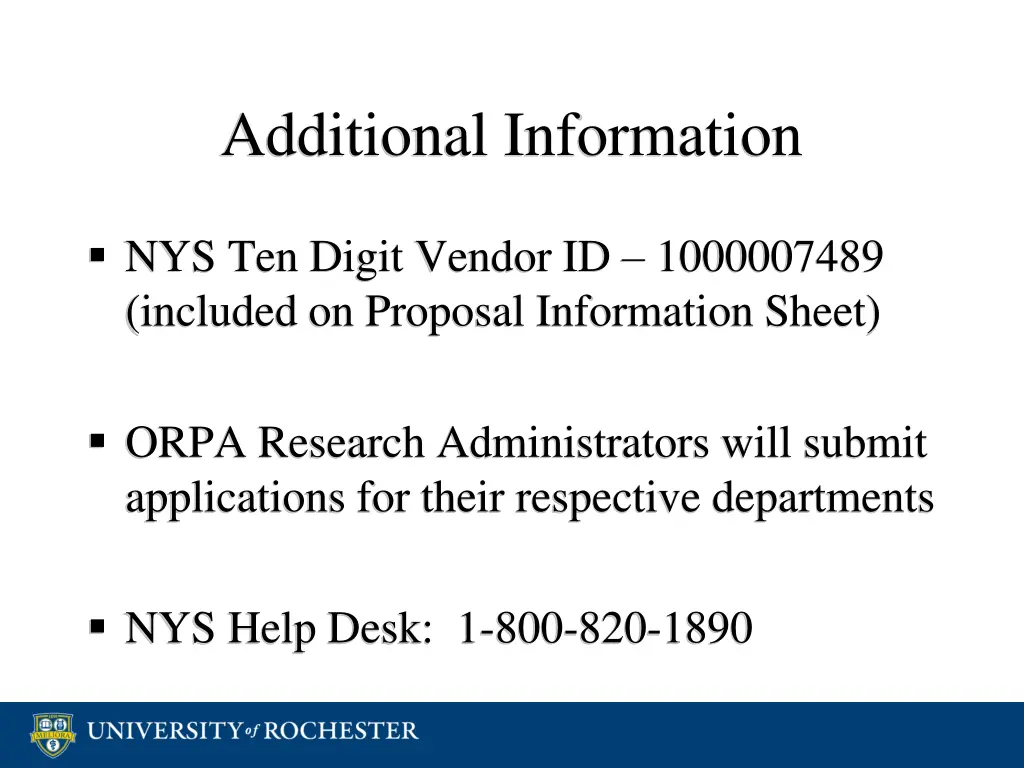 additional information