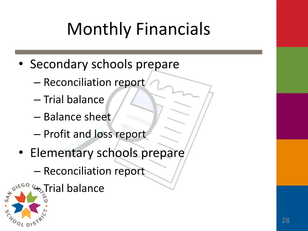 monthly financials