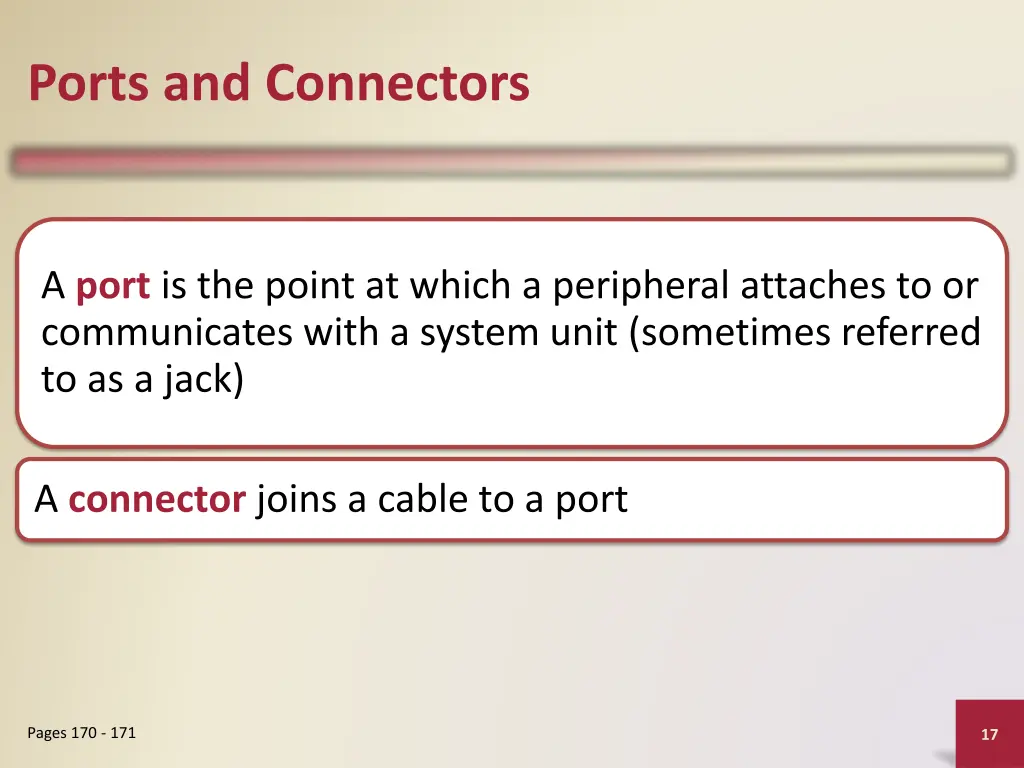ports and connectors