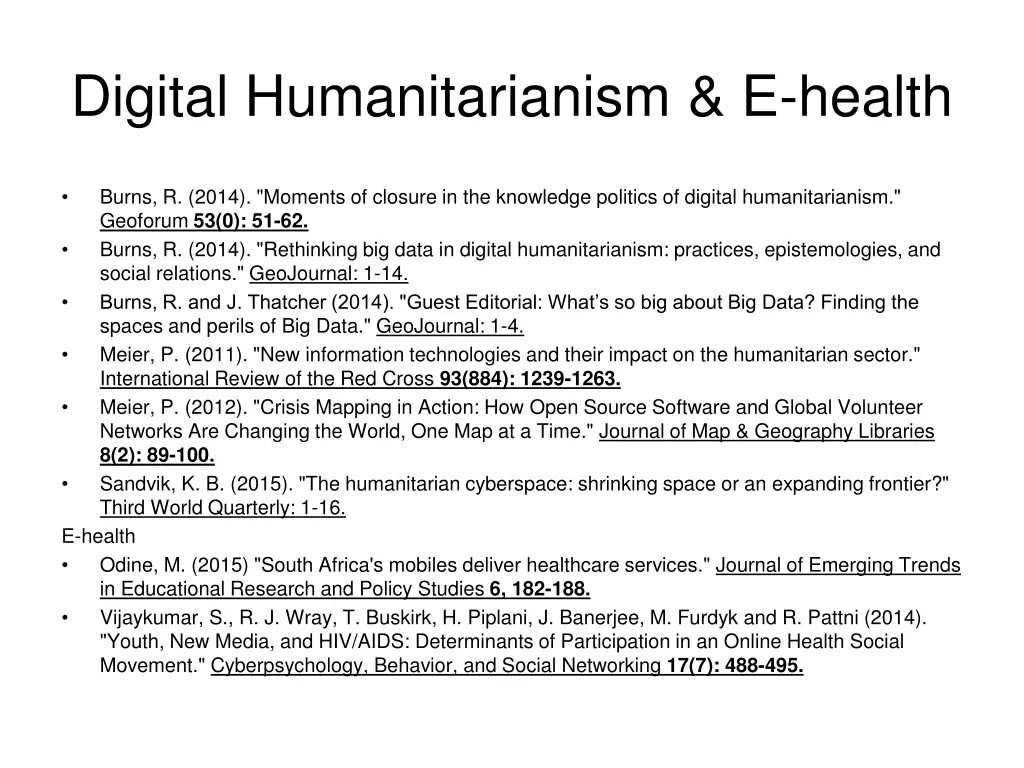 digital humanitarianism e health