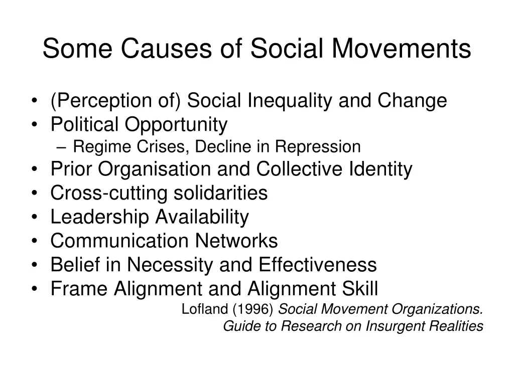 some causes of social movements