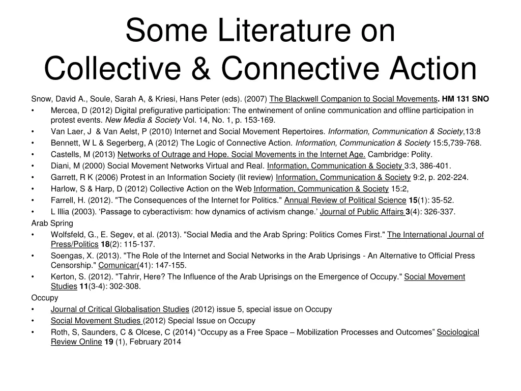 some literature on collective connective action