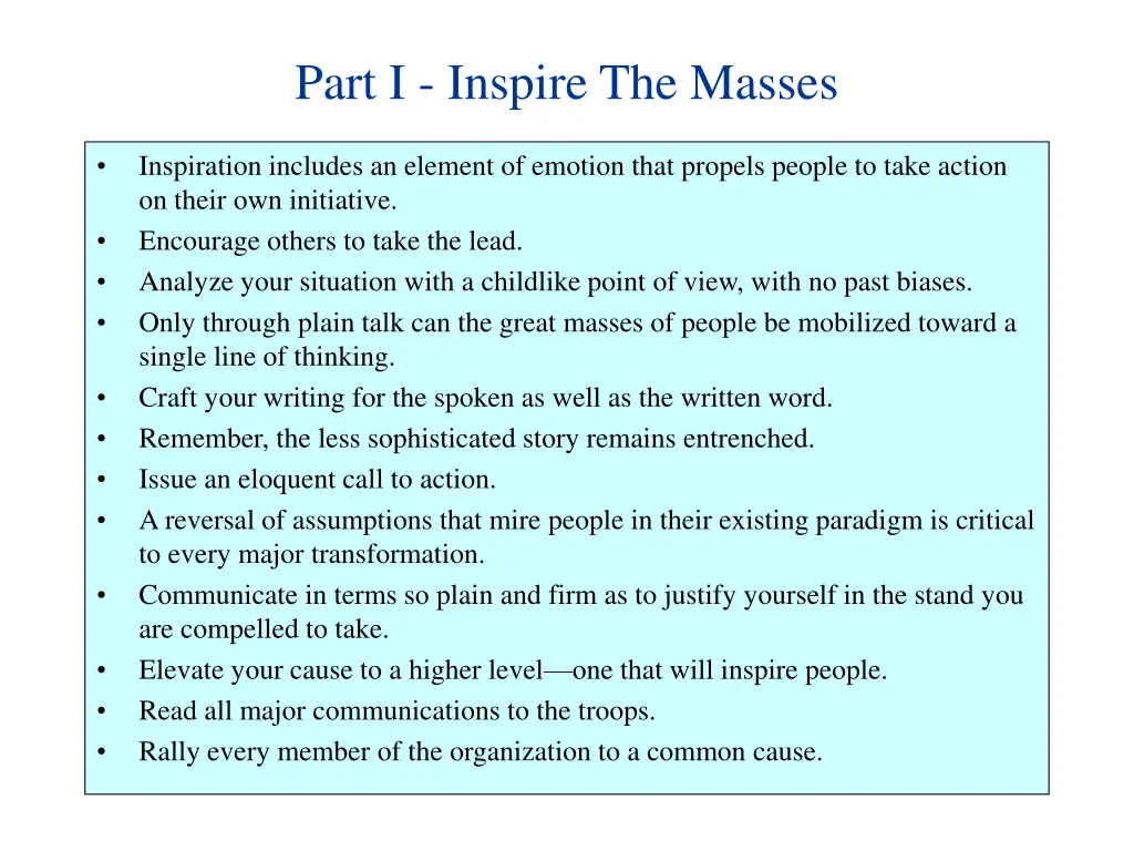 part i inspire the masses