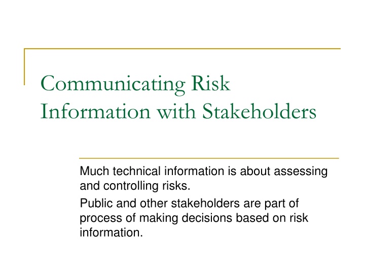 communicating risk information with stakeholders