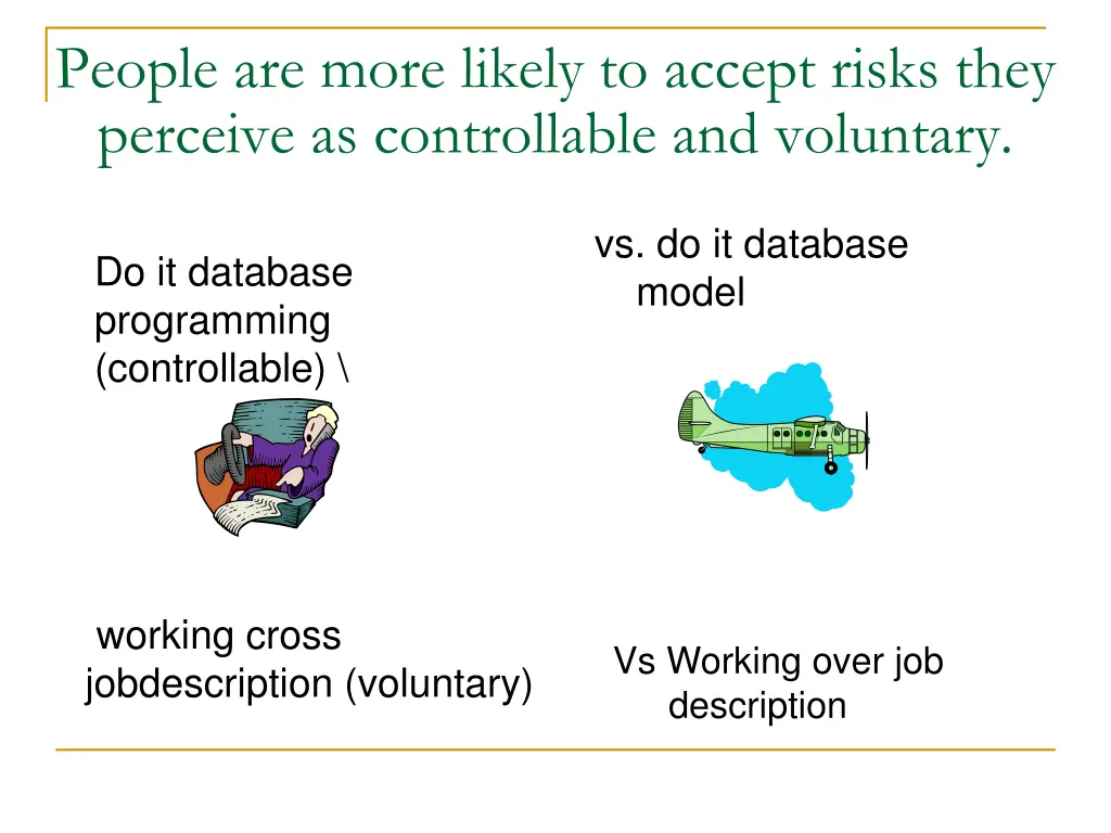 people are more likely to accept risks they 1