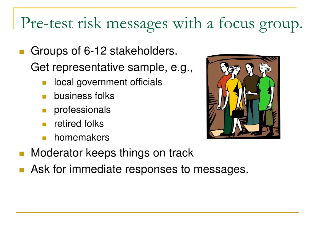 pre test risk messages with a focus group
