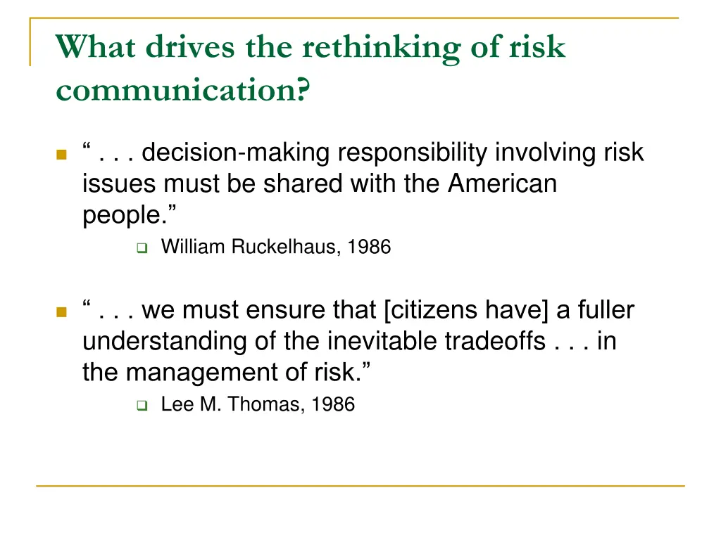 what drives the rethinking of risk communication