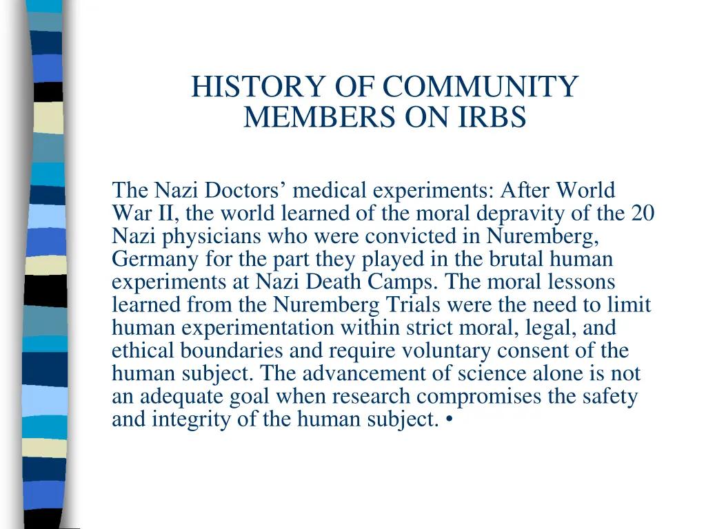 history of community members on irbs 1