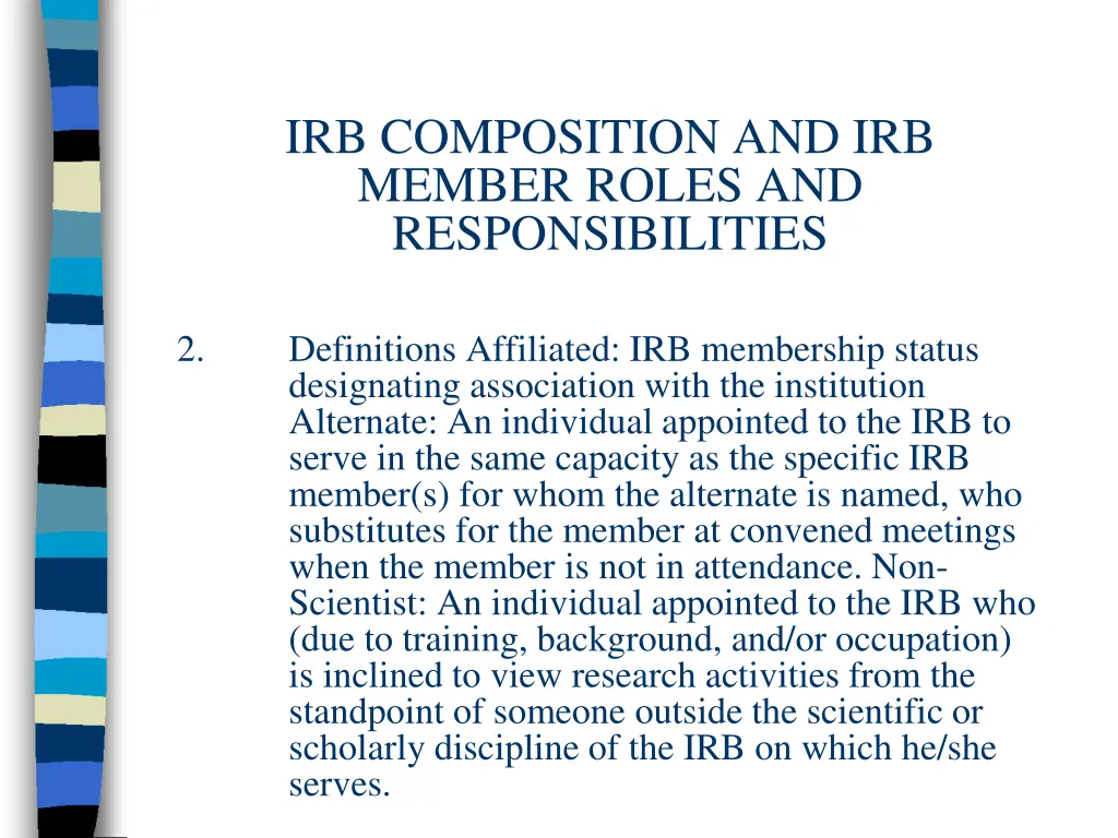 irb composition and irb member roles 1